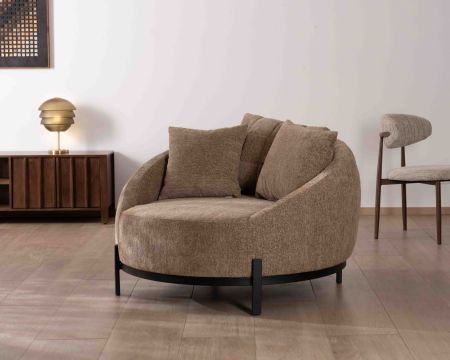 Poltrona "Sweet Culture" XL in tessuto bouclette tortora 120 cm ultra confortevole