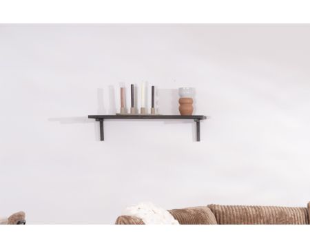 Scaffale in metallo antracite e legno massiccio "Black Cook", 60 cm