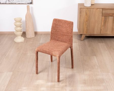 Set di 4 sedie di design "Otto" in tessuto terracotta testurizzato con imbottitura completa e silhouette contemporanea