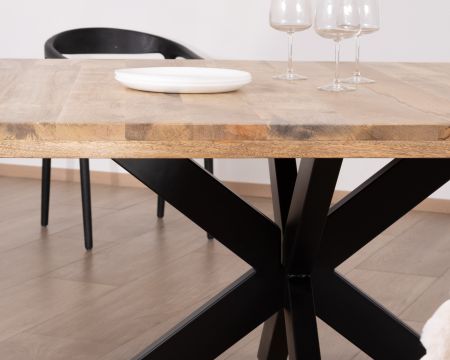 Tavolo da pranzo quadrato industriale in metallo e legno "Caractère" 150x150cm