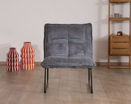 Set di 2 poltrone in velluto a coste grigio "Calvin" senza braccioli