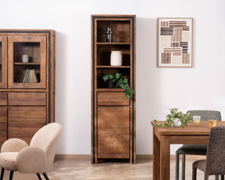 Colonna portaoggetti "Kayoa" in teak rigenerato, stile etnico contemporaneo