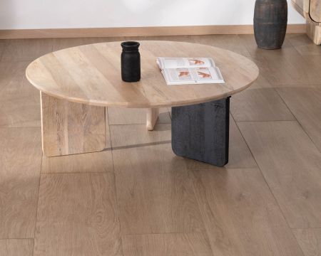 Tavolino rotondo "Jappy" con 1 gamba nera