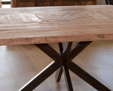 Tavolo da pranzo quadrato 150x150 cm "Bronx" in legno e metallo
