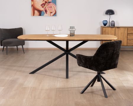 Tavolo da pranzo da barca "Bahia" da 200 cm in teak rigenerato e gambe in Mikado