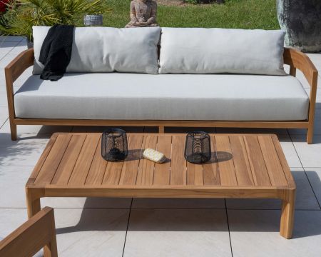 Divano e poltrone da giardino in teak naturale "Venice" a 3 posti
