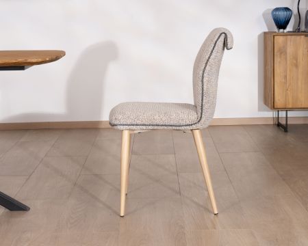Sedia da pranzo "Osmo", elegante e confortevole, in tessuto impermeabile beige