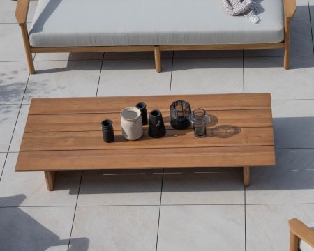 Tavolino rettangolare in teak naturale "Orchaise"