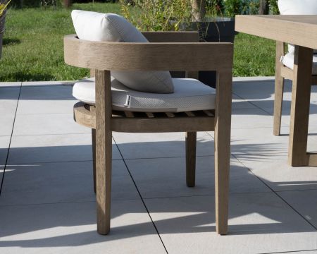 Sedia da pranzo per esterni in teak di alta gamma "Blois", finitura grigia