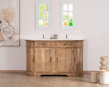 Mobiletto doppio "Eglantine" in legno e quarzo 150 cm
