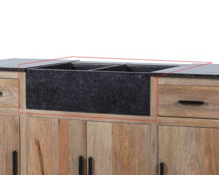 Grande lavello doppio "Grand Chef" in pietra naturale nera