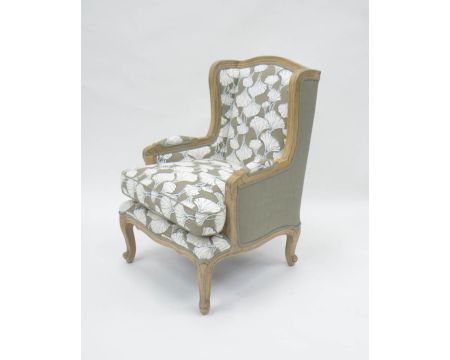Sedia da pastore "Sofia" con stampa ginko color tortora e crema, ultraconfortevole