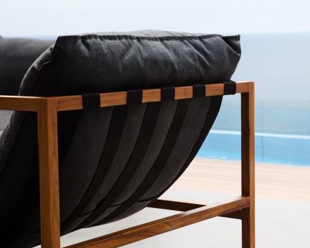 Poltrona da giardino in teak e tessuto Sunbrella "Maluku Island