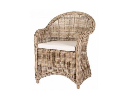Poltrona da giardino "Balangan Beach" in kubu rattan grigio con seduta in tessuto
