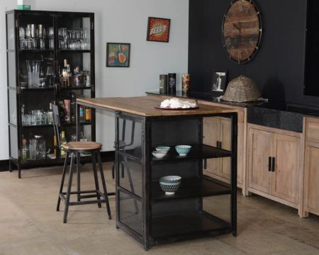 Isola da cucina in legno e metallo "Black Cook" 150 cm