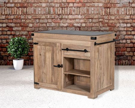Blocco cucina in legno massiccio "Grand Chef" 115cm piano in pietra
