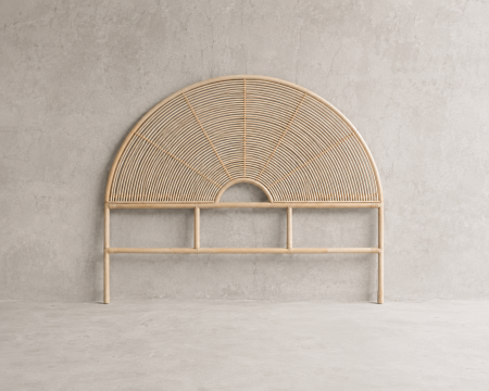 Testata in stile etnico "Solira" in rattan, forma rotonda 160 cm
