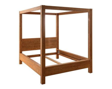 Letto a baldacchino "Kamaia" in rovere oliato per dormire 160x200 cm