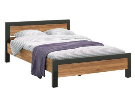 Letto matrimoniale in metallo e legno in stile industriale 180x200 cm "Catania