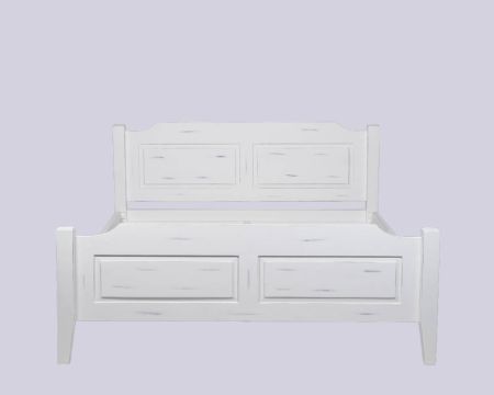 Letto di charme "Soléa" 160x200 in legno massiccio di mango verniciato con effetto invecchiato