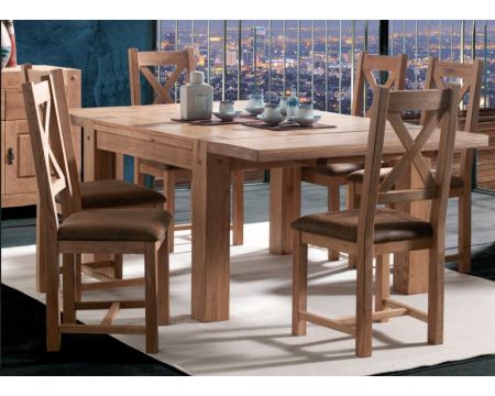 Tavolo da pranzo quadrato in rovere massiccio oliato "Lodge Casita" 140x140 cm