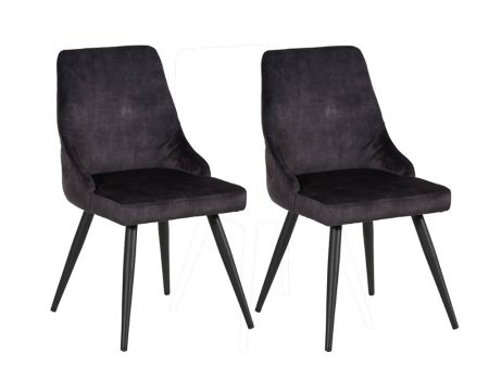 Set di 2 sedie "Casta" imbottite in metallo grigio antracite