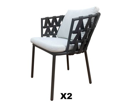Set di 2 sedie da giardino di design grigio "Saumur" di alta gamma