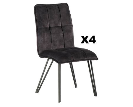 Set di 4 sedie di design "Venus" antracite in tessuto e metallo