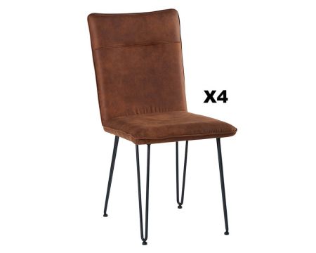 Set di 4 sedie "Chaise Casita" in tessuto Havana con gambe in acciaio nero
