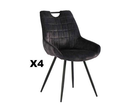 Set di 4 sedie scandinave in tessuto e metallo "Dina" grigie e nere