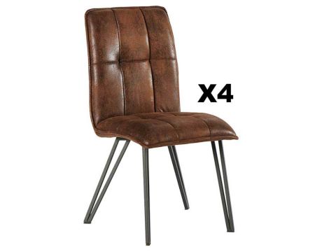 Set di 4 sedie retrò Casita "Venus" in tessuto tan con gambe nere
