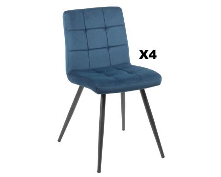 Set di 4 sedie scandinave "Sando" Casita in metallo blu e tessuto nero