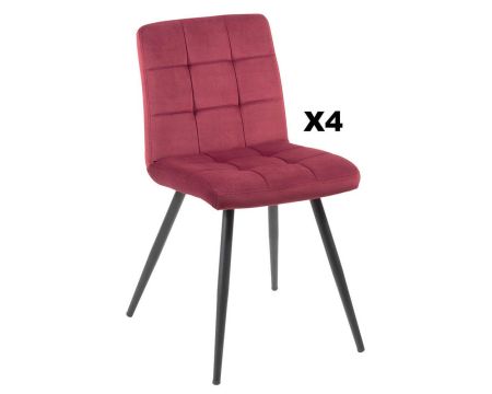 Set di 4 sedie da pranzo Casita "Sando" in tessuto bordeaux