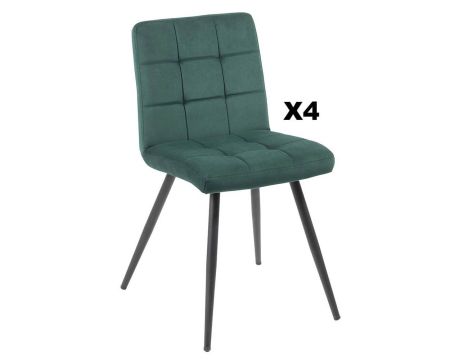 Set di 4 sedie scandinave "Sando" Casita in metallo verde e tessuto nero