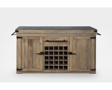 Blocco cucina grande in legno massiccio "Grand Chef" con piano in pietra 165 cm
