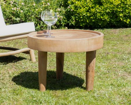 Tavolino rotondo "Katue" in legno di suar 60 cm