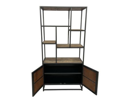 Libreria industriale 180x90 cm in metallo grigio e mango "Kaloupilé