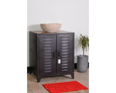 Mobile da bagno industriale in metallo nero 