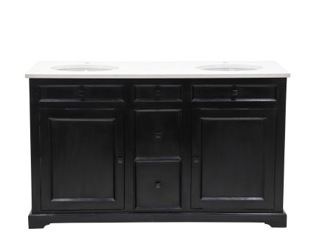 Mobile da bagno "Elegance" nero con piano in quarzo bianco