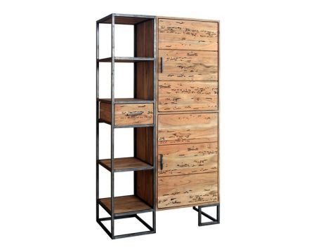 Libreria "Design" in metallo e legno massiccio da 97 cm