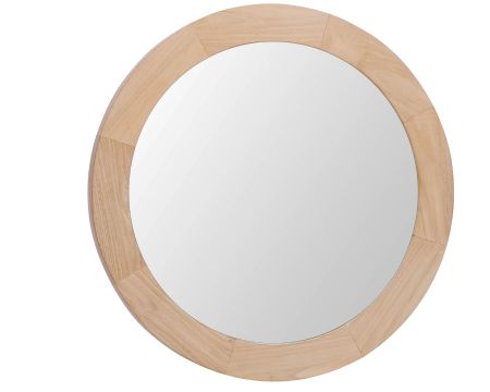 Specchio rotondo di 60 cm di diametro con cornice in teak