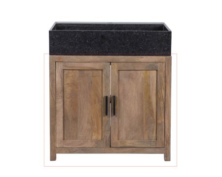 Lavello in legno massiccio "Grand Chef" a 2 ante senza lavabo