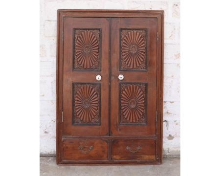 Porta indiana a 2 ante in legno invecchiato con elegante motivo "Vieille Porte"