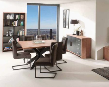 Tavolo da pranzo quadrato in teak "Zenia" con gambe in metallo 130 cm