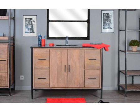 Mobile da bagno in metallo "Loft" con piano in granito nero