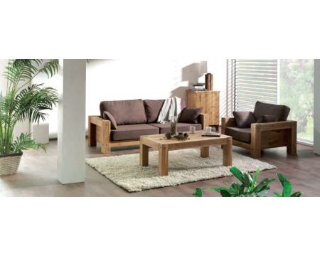 Tavolino doppio in rovere massiccio oliato "Lodge Casita" 120 cm