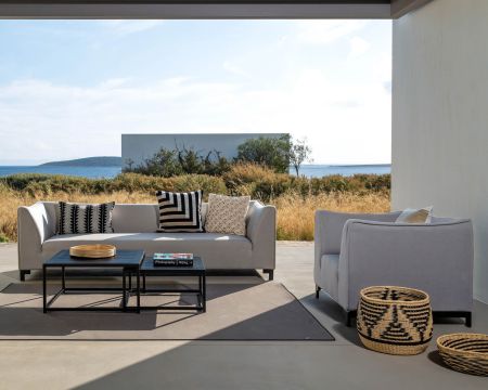 Set di mobili da giardino in tessuto Sunbrella "Andaman Island", 3 pezzi, grigio chiaro