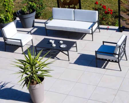 Set di 3 pezzi da giardino in alluminio e tessuto "Chambord" grigio classico