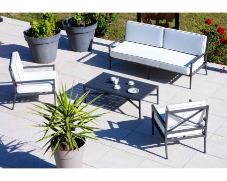 Set di 3 pezzi da giardino in alluminio e tessuto "Chambord" grigio classico