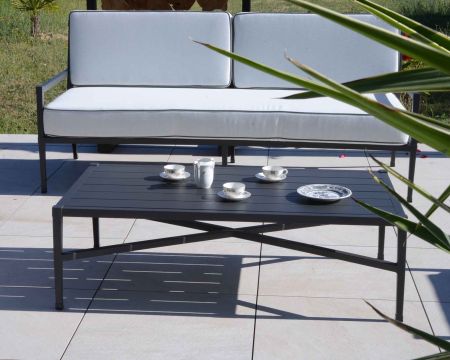 Tavolino rettangolare in alluminio "Chambord" in stile classico chic